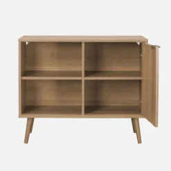 sweeek Credenza scandinava con decoro, legno arrotondato, 80cm