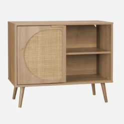 sweeek Credenza scandinava con decoro, legno arrotondato, 80cm