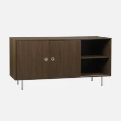 sweeek Credenza vintage decorata in legno e acciaio inossidabile 2 ante, 150cm