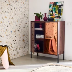 sweeek Credenza vintage effetto legno di noce, 83cm