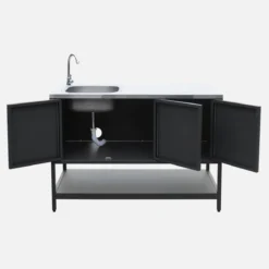 sweeek Cucina da esterno 3 moduli con barbecue a gas 3 bruciatori su piedi, termometro