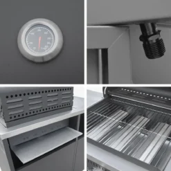 sweeek Cucina da esterno 3 moduli con barbecue a gas 3 bruciatori su piedi, termometro
