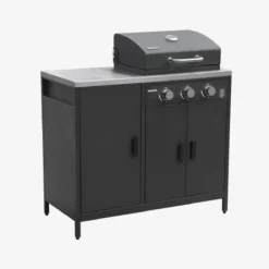 sweeek Cucina da esterno 3 moduli con barbecue a gas 3 bruciatori su piedi, termometro
