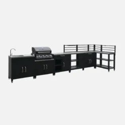 Cucina da esterno, 7 moduli e barbecue a gas, 4 bruciatori