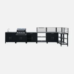 Cucina da esterno, 7 moduli e barbecue a gas, 4 bruciatori