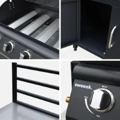 Cucina da esterno, 7 moduli e barbecue a gas, 4 bruciatori