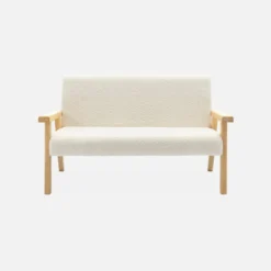 sweeek Divanetto per bambini in tessuto bouclé legno di hevea, 2 posti