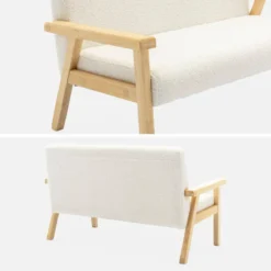 sweeek Divanetto per bambini in tessuto bouclé legno di hevea, 2 posti