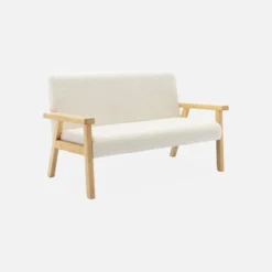 sweeek Divanetto per bambini in tessuto bouclé legno di hevea, 2 posti