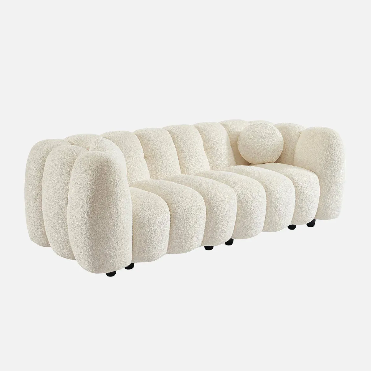 sweeek Divano conchiglia in tessuto bouclé, 3 posti