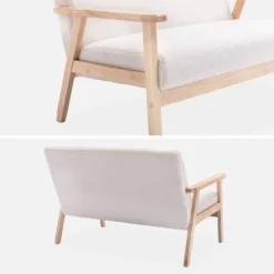 sweeek Divano in bouclé con gambe in legno, 2 posti