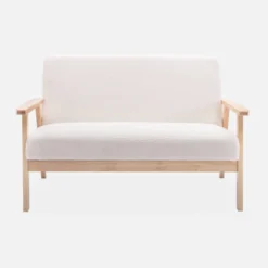 sweeek Divano in bouclé con gambe in legno, 2 posti