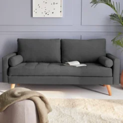 Divano in stile scandinavo in tessuto semplice, 3 posti