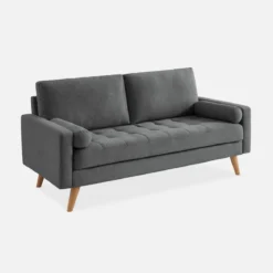 Divano in stile scandinavo in tessuto semplice, 3 posti