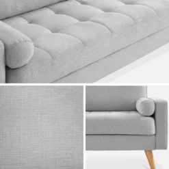 sweeek Divano in stile scandinavo in tessuto semplice, 3 posti