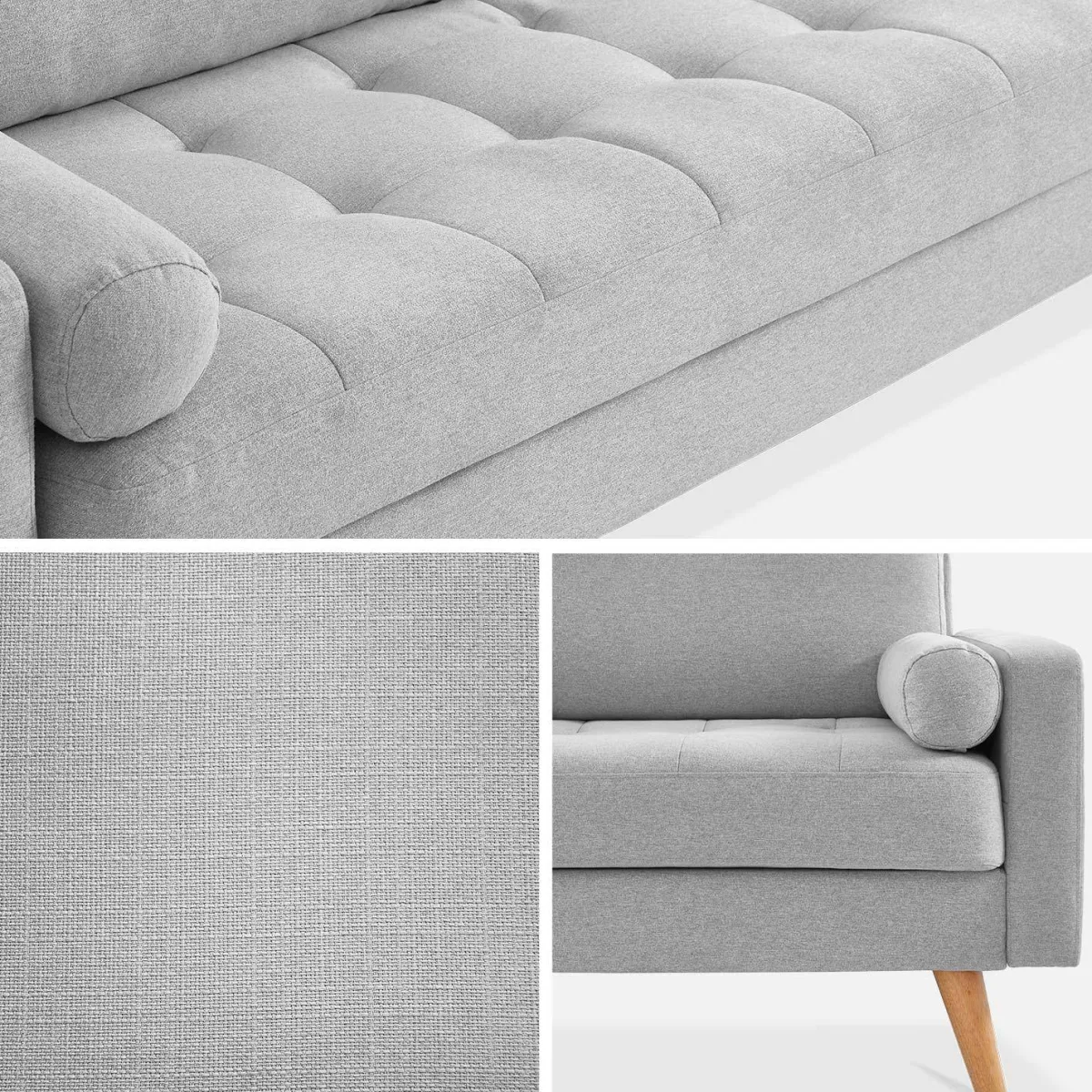 sweeek Divano in stile scandinavo in tessuto semplice, 3 posti
