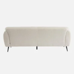 sweeek Divano in tessuto bouclé crema con gambe in metallo, 3 posti