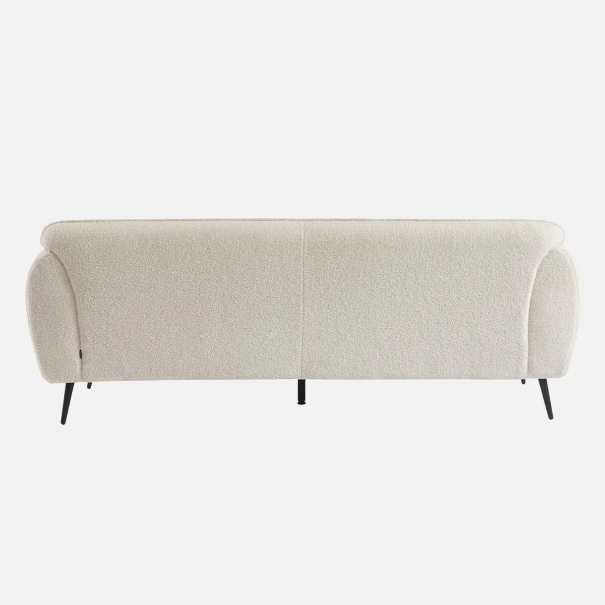 sweeek Divano in tessuto bouclé crema con gambe in metallo, 3 posti