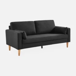 sweeek Divano in tessuto con gambe in legno, 3 posti