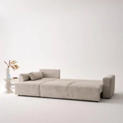 Divano letto angolare reversibile con contenitore in velluto a coste, da 3 a 5 posti