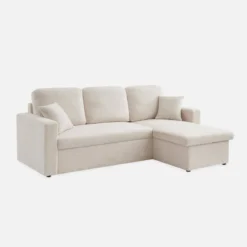 Divano letto angolare reversibile in bouclé, 3 posti