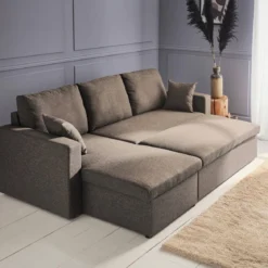 Divano letto angolare reversibile con contenitore, 3 posti
