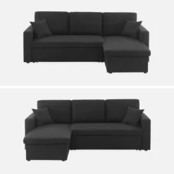 Divano letto angolare reversibile con contenitore, 3 posti