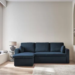 Divano letto angolare reversibile in velluto a coste, 3 posti