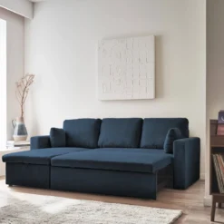 Divano letto angolare reversibile in velluto a coste, 3 posti