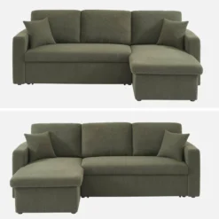 sweeek Divano letto angolare reversibile in bouclé, 3 posti