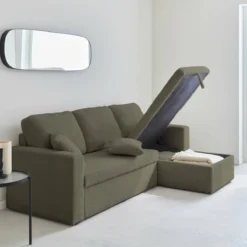 sweeek Divano letto angolare reversibile in bouclé, 3 posti