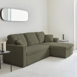 sweeek Divano letto angolare reversibile in bouclé, 3 posti