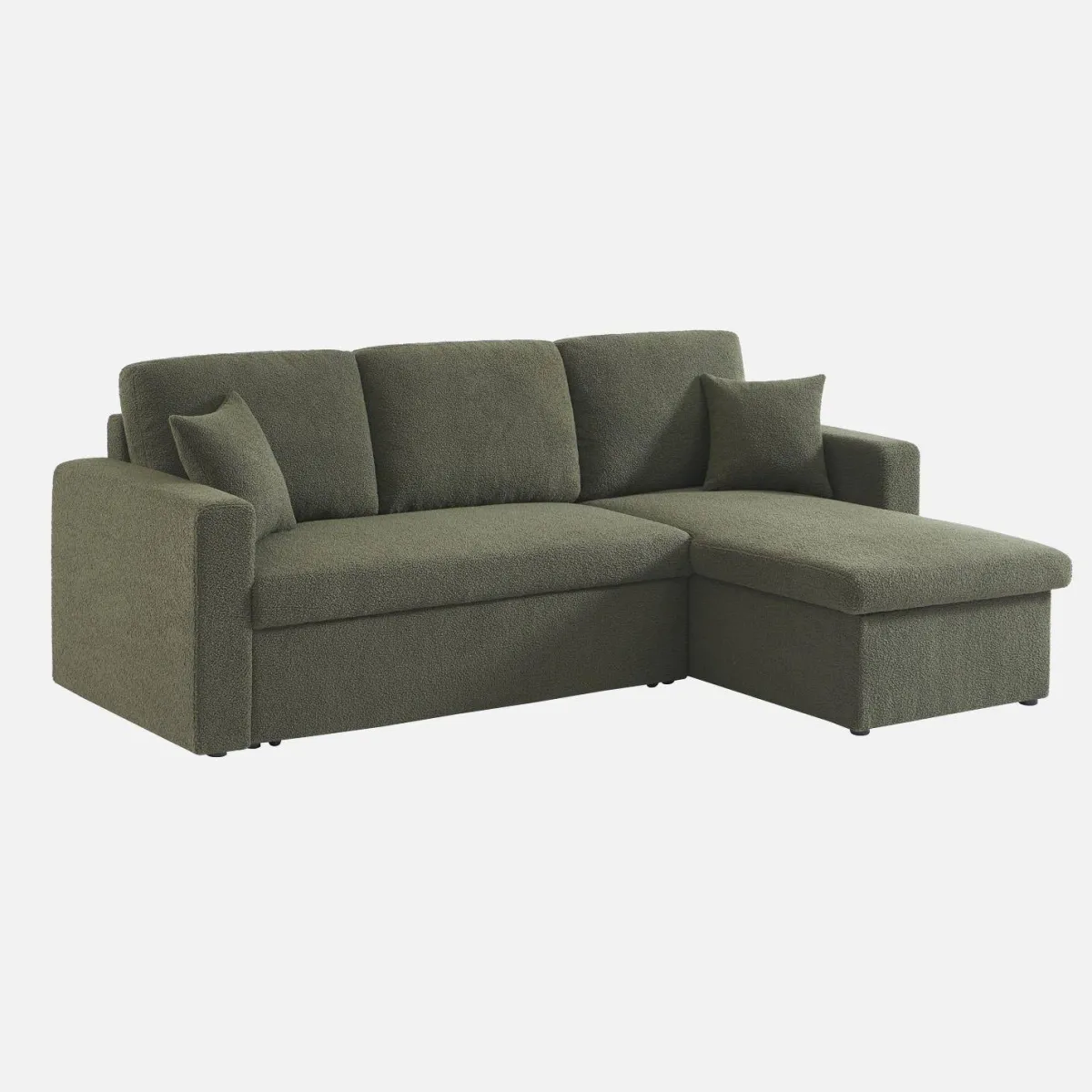 sweeek Divano letto angolare reversibile in bouclé, 3 posti