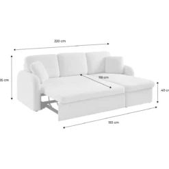 sweeek Divano letto angolare reversibile in bouclé con contenitore, 3 posti