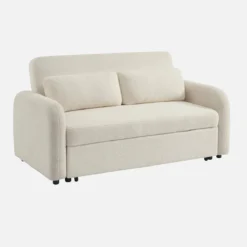 sweeek Divano letto arrotondato in tessuto bouclé, 2 posti