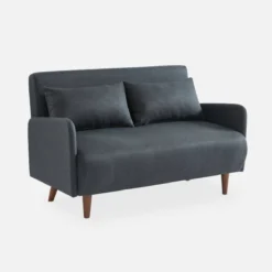 sweeek Divano letto clic-clac in tessuto con gambe in legno, 2 posti