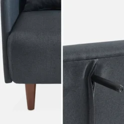 sweeek Divano letto clic-clac in tessuto con gambe in legno, 2 posti