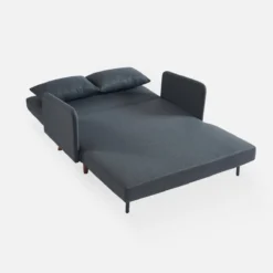 sweeek Divano letto clic-clac in tessuto con gambe in legno, 2 posti