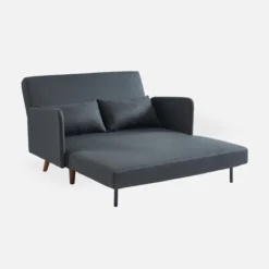 sweeek Divano letto clic-clac in tessuto con gambe in legno, 2 posti