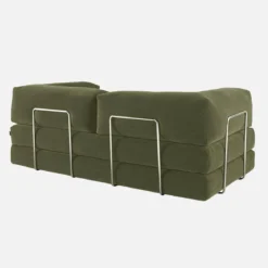 Divano letto futon in velluto a coste e struttura cromata