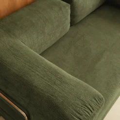 Divano letto futon in velluto a coste e struttura cromata