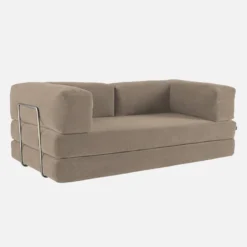 sweeek Divano letto futon in velluto a coste e struttura cromata