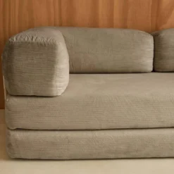 sweeek Divano letto futon in velluto a coste e struttura cromata