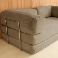 sweeek Divano letto futon in velluto a coste e struttura cromata
