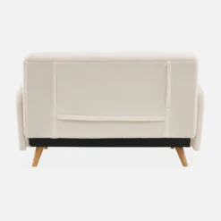 sweeek Divano letto in bouclé con gambe in legno, 2 posti