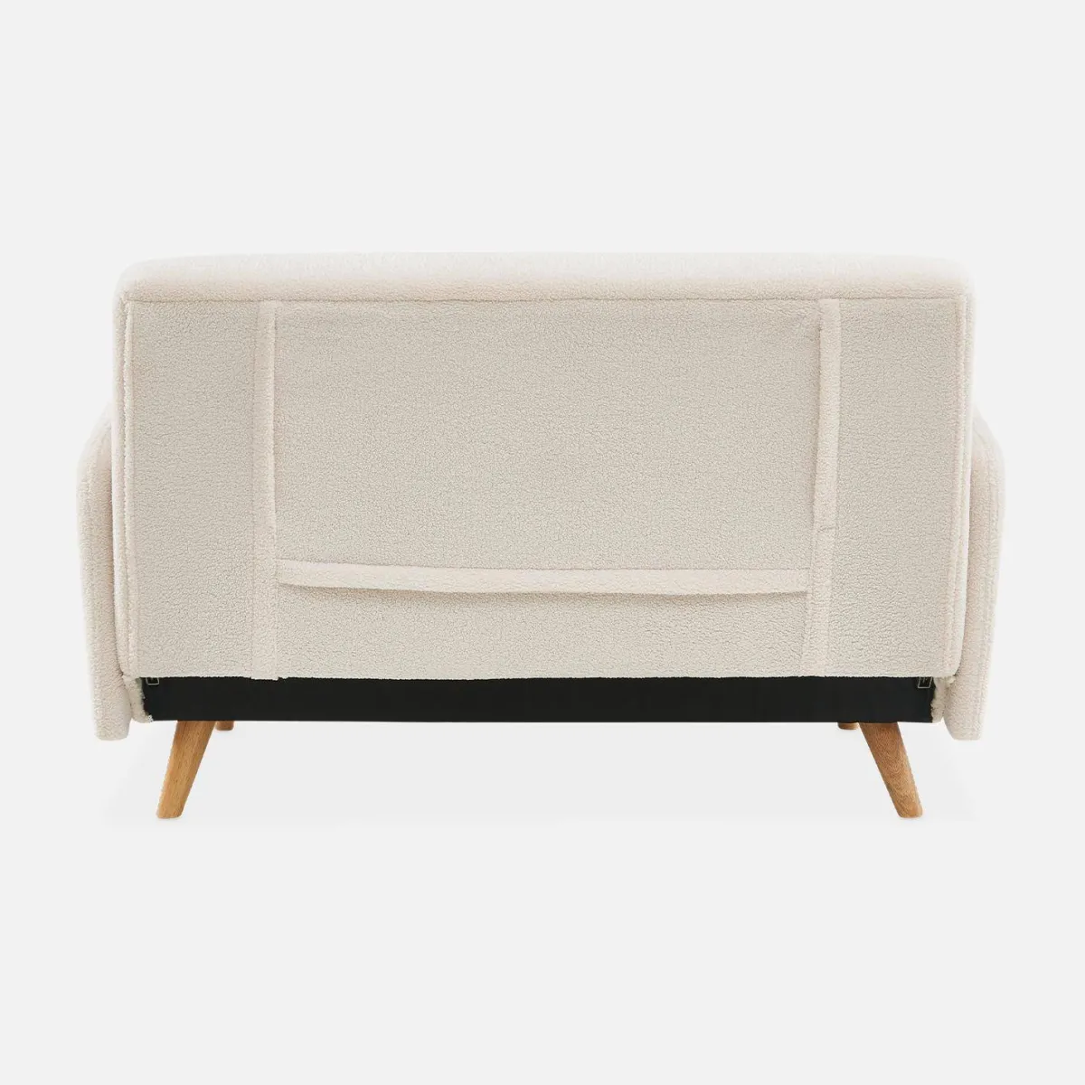 sweeek Divano letto in bouclé con gambe in legno, 2 posti