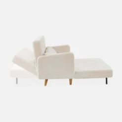 sweeek Divano letto in bouclé con gambe in legno, 2 posti