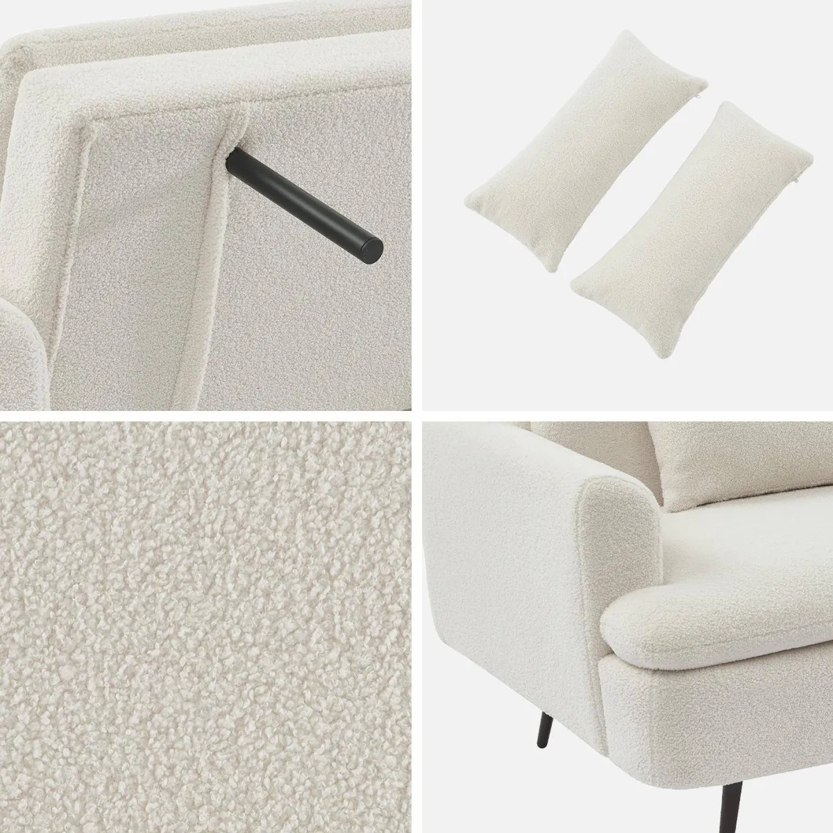 sweeek Divano letto in bouclé, 2–3 posti