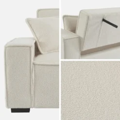sweeek Divano letto in tessuto bouclé, 3 posti