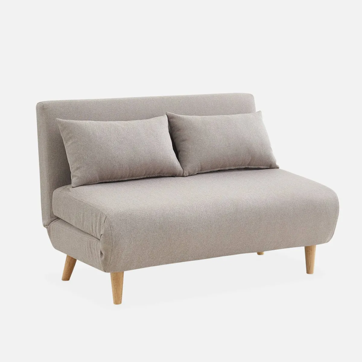 sweeek Divano letto in tessuto con gambe in legno, 2 posti